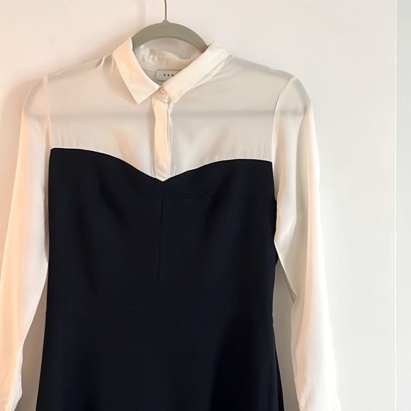 Sandro Paris Navy Dress with White shirt detail - Picture 3 of 10